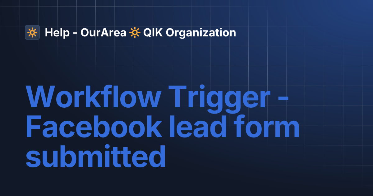 Workflow Trigger - Facebook lead form submitted | SS Smart System ...