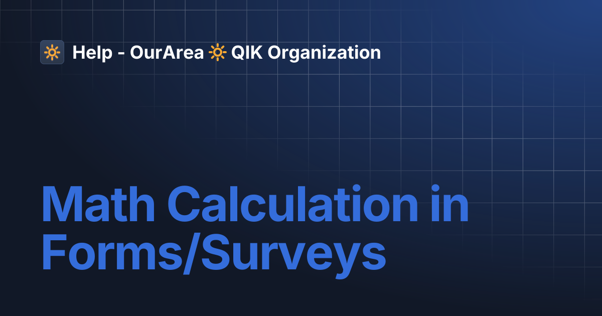Math Calculation in Forms/Surveys | SS Smart System | Help - OurArea 🔆 ...